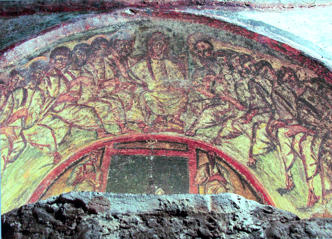 Christus en zijn leerlingen, catacomben van Domitilla, Rome